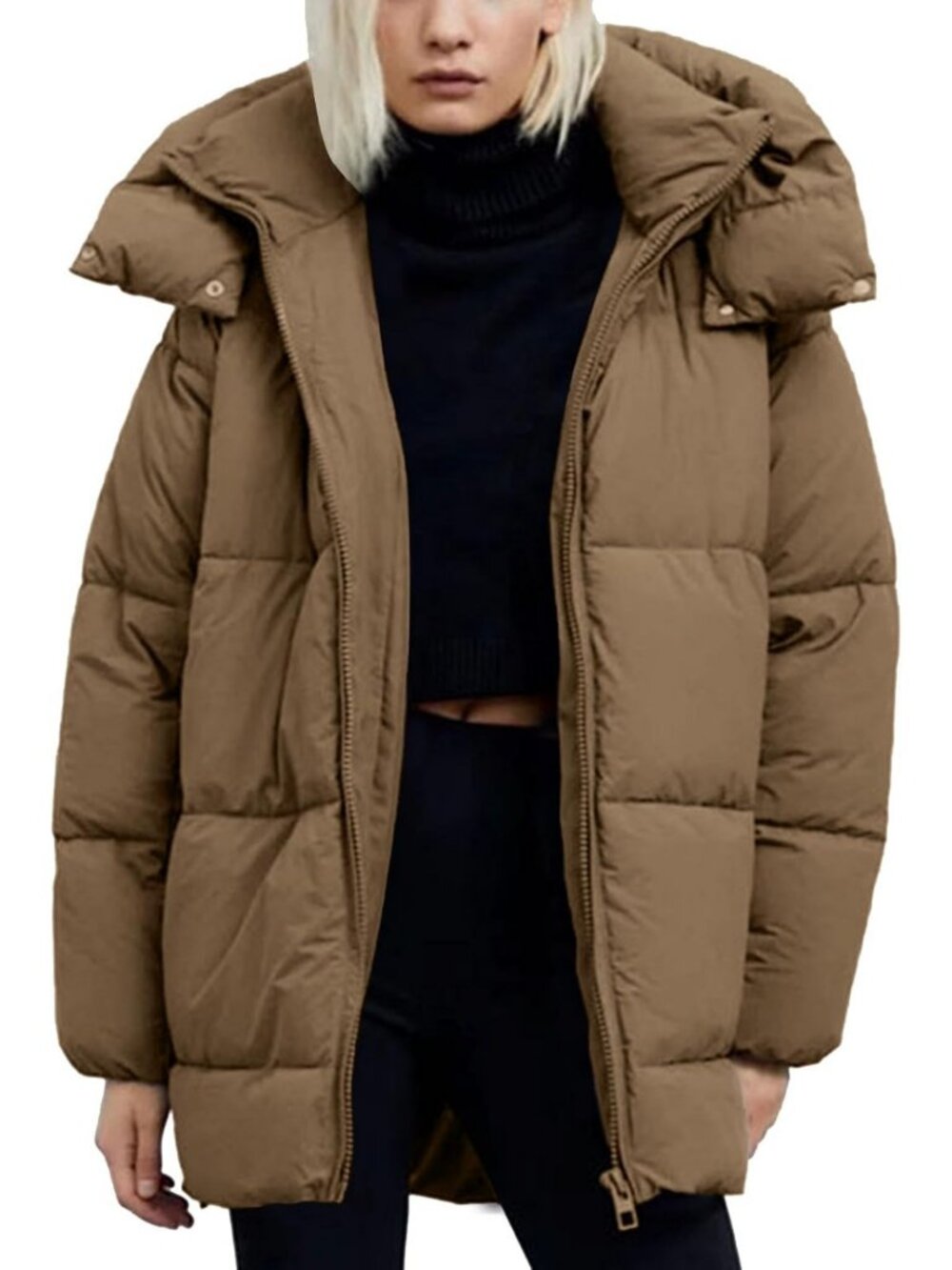 Cozy Hooded Quilted Puffer Jacket | Mid-Length Padded Coat for Women